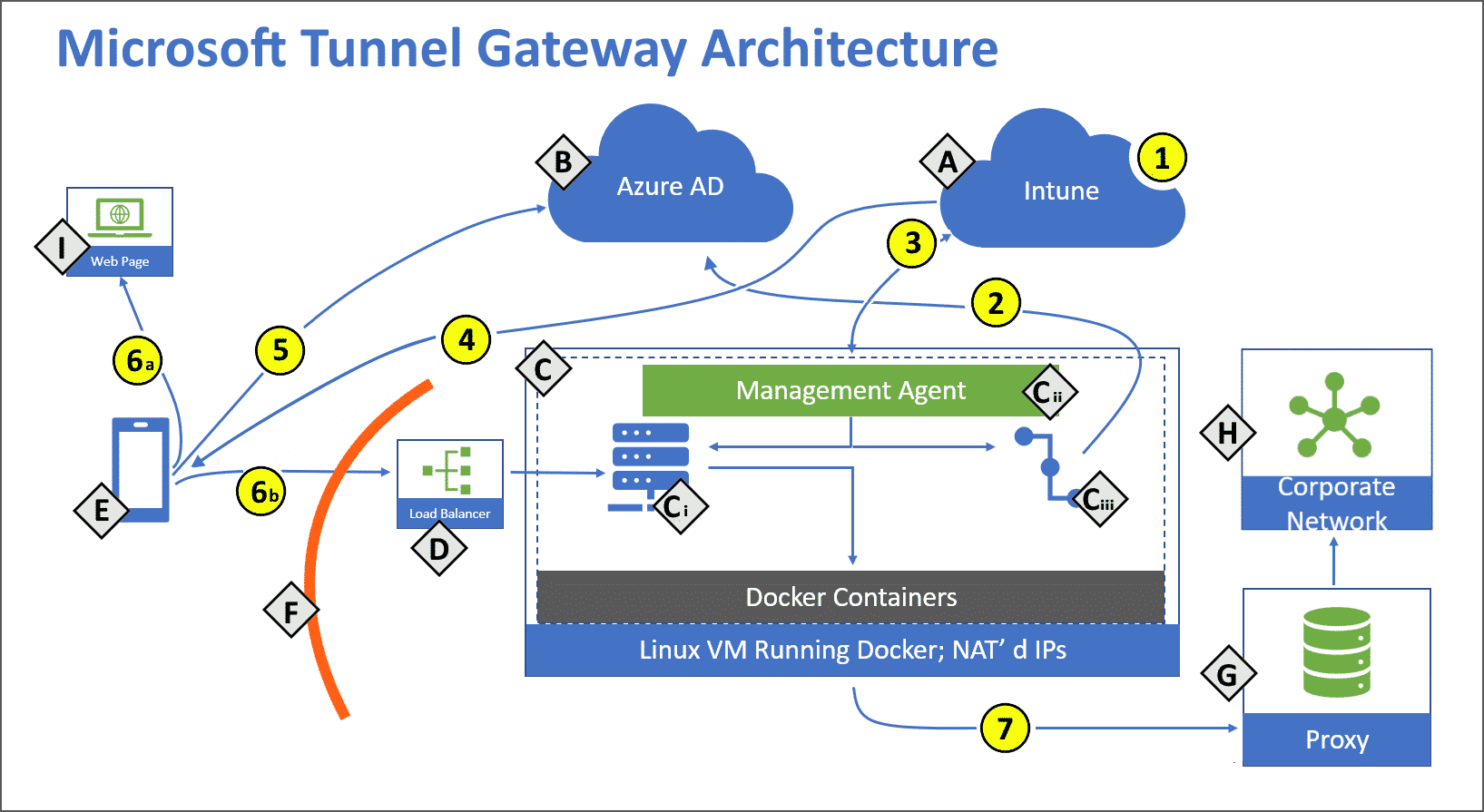 Drawing of the Microsoft Tunnel Gateway architecture